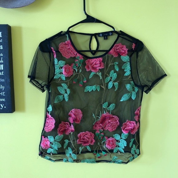 Tops - Floral mesh top